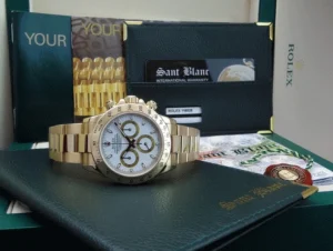 Men's Watches | Racing Professional Watches | Sant Blanc ROLEX Rehaut 40mm 18kt Yellow Gold Daytona White Index Dial Model 116528