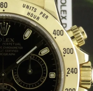 Racing Professional Watches | Men's Watches | Sant Blanc ROLEX Rehaut 40mm 18kt Yellow Gold Daytona Black Index Dial Model 116528