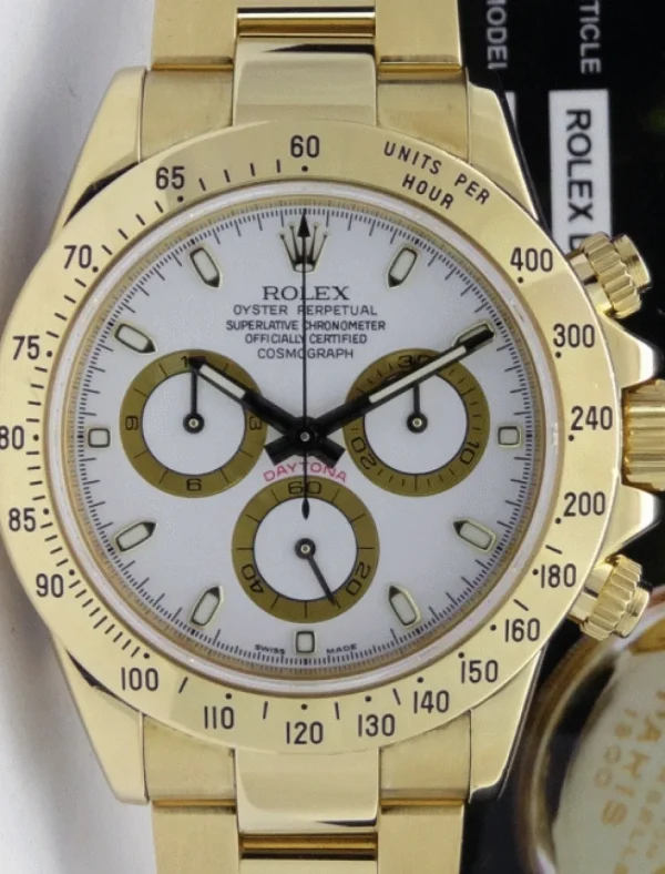 Men's Watches | Racing Professional Watches | Sant Blanc ROLEX Rehaut 40mm 18kt Yellow Gold Daytona White Index Dial Model 116528