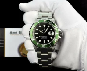 Diving Professional Watches | Sant Blanc ROLEX Rehaut 40mm Stainless Steel Submariner Green Bezel Kermit Model 16610