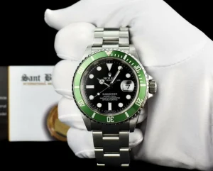 Diving Professional Watches | Sant Blanc ROLEX Rehaut Stainless Steel Submariner Kermit Green Bezel Model 16610