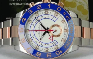 Yachting Professional Watches | Men's Watches | Sant Blanc ROLEX Rose Gold & Stainless YachtMaster II Blue Hands Card Model 116681