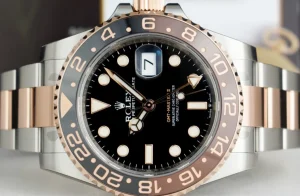 Pilots Professional Watches | Sant Blanc ROLEX Rose Gold & Stainless Steel GMT Master II Root Beer with Card Model 126711 CHNR