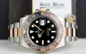 Pilots Professional Watches | Sant Blanc ROLEX Rose Gold & Stainless Steel GMT Master II Root Beer with Card Model 126711 CHNR