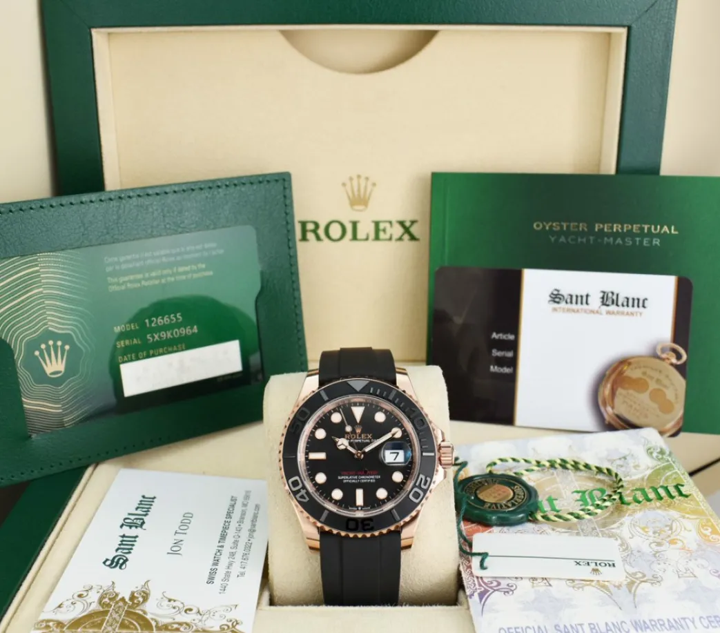 rolex_rose_gold_yachtmast_0.webp Yachting Professional Watches | Sant Blanc ROLEX Rose Gold Yachtmaster 40 Black Dial Model 126655
