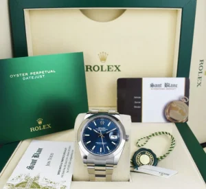 Dress Watches | Sant Blanc ROLEX Stainless Steel DateJust 41 Blue Index Dial Box & Tags Model 126300