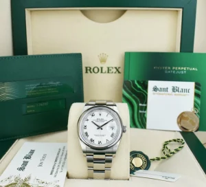 Dress Watches | Sant Blanc ROLEX Stainless Steel DateJust 36 White Roman with Card Model 126200