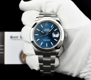Dress Watches | Sant Blanc ROLEX Stainless Steel DateJust 41 Blue Index Dial Box & Tags Model 126300