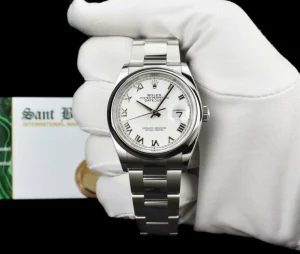 Dress Watches | Sant Blanc ROLEX Stainless Steel DateJust 36 White Roman with Card Model 126200
