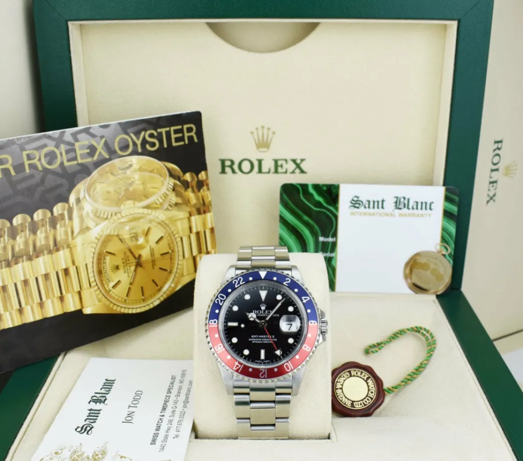 rolex_stainless_steel_gmt_0-1.webp Pilots Professional Watches | Sant Blanc ROLEX Stainless Steel GMT Master II Pepsi Bezel Model 16710