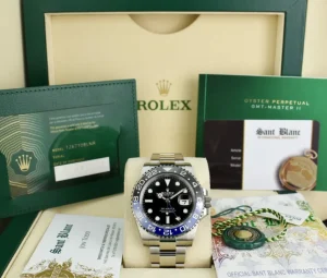 Pilots Professional Watches | Sant Blanc ROLEX Stainless Steel GMT Master II Batman with Card Model 126710 BLNR