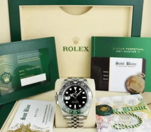 Pilots Professional Watches | Men's Watches | Sant Blanc ROLEX Stainless Steel GMT Master II Green & Black "Sprite" Bezel Model 126720 VTNR