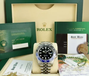 Men's Watches | Pilots Professional Watches | Sant Blanc ROLEX Stainless Steel GMT Master II Blue Black Bezel "Batman" Model 126710