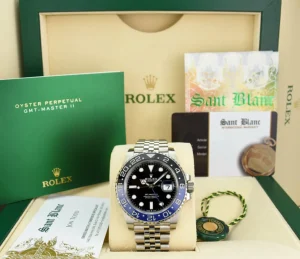 Men's Watches | Pilots Professional Watches | Sant Blanc ROLEX Stainless Steel GMT Master II Blue Black Bezel "Batman" Model 126710