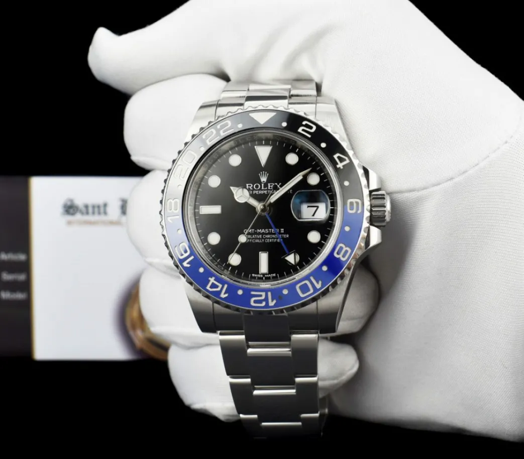 rolex_stainless_steel_gmt_1-4.webp Pilots Professional Watches | Sant Blanc ROLEX Stainless Steel GMT Master II Blue & Black "Batman" Model 116710 BLNR