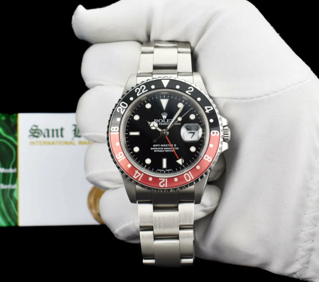 rolex_stainless_steel_gmt_1.webp Pilots Professional Watches | Sant Blanc ROLEX Stainless Steel GMT Master II Coke Bezel Model 16710