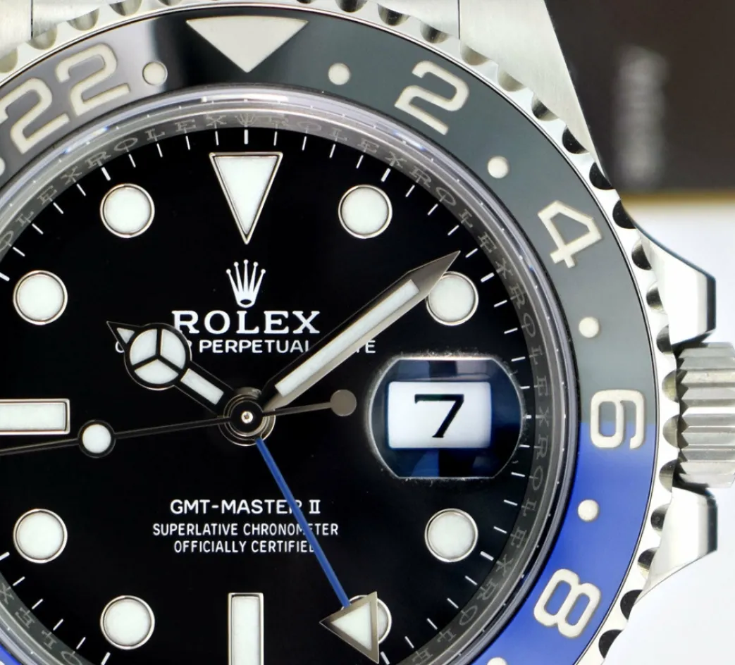 rolex_stainless_steel_gmt_10.webp Men's Watches | Pilots Professional Watches | Sant Blanc ROLEX Stainless Steel GMT Master II Blue Black Bezel "Batman" Model 126710