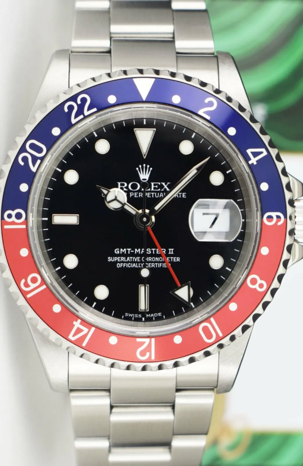 rolex_stainless_steel_gmt_2-1.webp Pilots Professional Watches | Sant Blanc ROLEX Stainless Steel GMT Master II Pepsi Bezel Model 16710