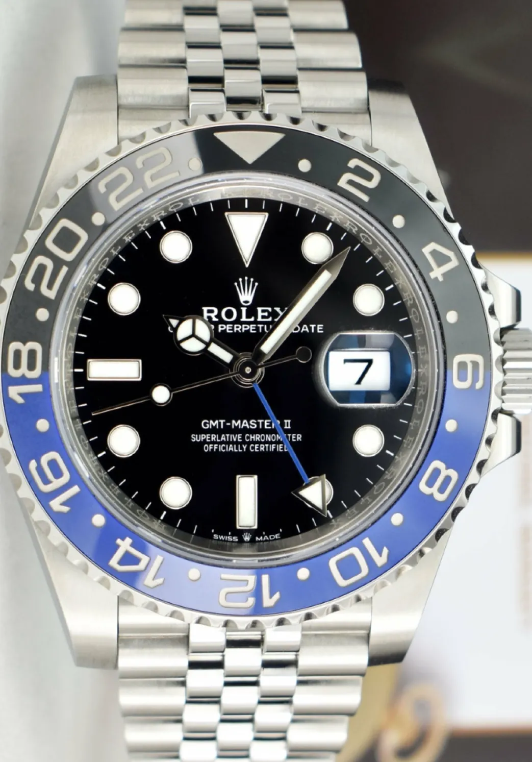rolex_stainless_steel_gmt_2-2.webp Pilots Professional Watches | Sant Blanc ROLEX Stainless Steel GMT Master II Black Dial Model 126710BLNR