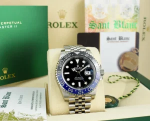 Men's Watches | Pilots Professional Watches | Sant Blanc ROLEX Stainless Steel GMT Master II Blue Black Bezel