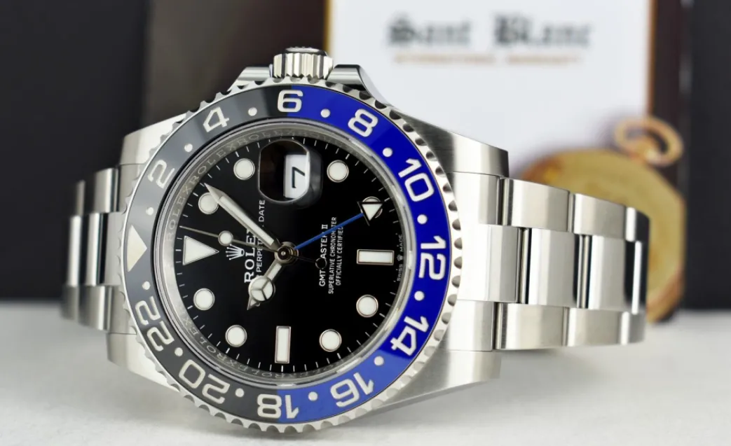 rolex_stainless_steel_gmt_3-5.webp Pilots Professional Watches | Sant Blanc ROLEX Stainless Steel GMT Master II Batman with Card Model 126710 BLNR