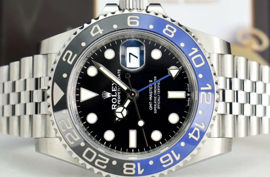 rolex_stainless_steel_gmt_4-2.webp Pilots Professional Watches | Sant Blanc ROLEX Stainless Steel GMT Master II Black Dial Model 126710BLNR
