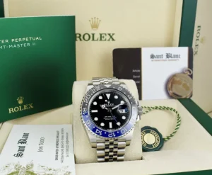 Pilots Professional Watches | Sant Blanc ROLEX Stainless Steel GMT Master II Black Dial Model 126710BLNR