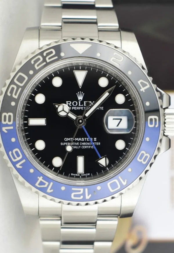 Pilots Professional Watches | Sant Blanc ROLEX Stainless Steel GMT Master II Blue & Black