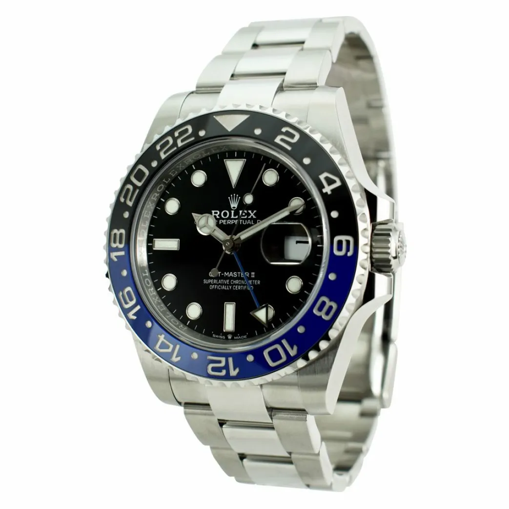 rolex_stainless_steel_gmt_6-5.webp Pilots Professional Watches | Sant Blanc ROLEX Stainless Steel GMT Master II Batman with Card Model 126710 BLNR