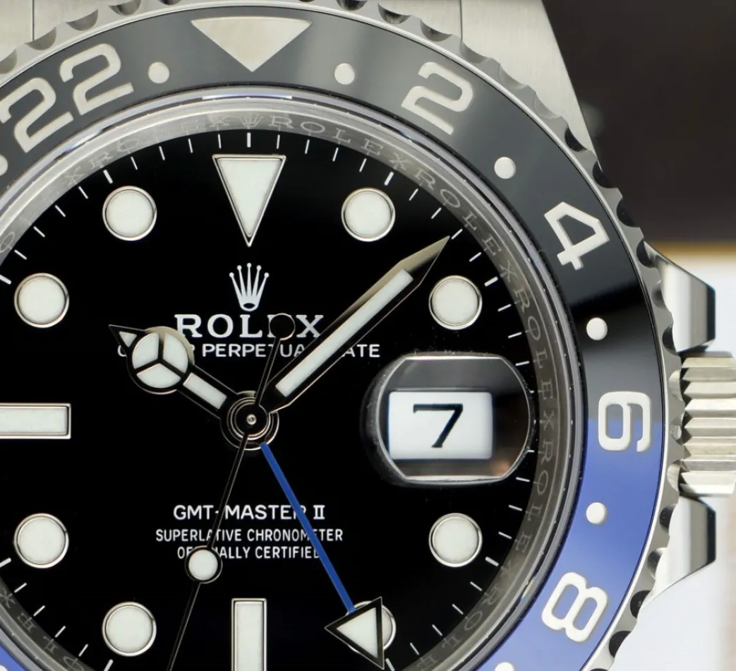 rolex_stainless_steel_gmt_7-3.webp Pilots Professional Watches | Sant Blanc ROLEX Stainless Steel GMT Master II Batman with Card Model 126710 BLNR