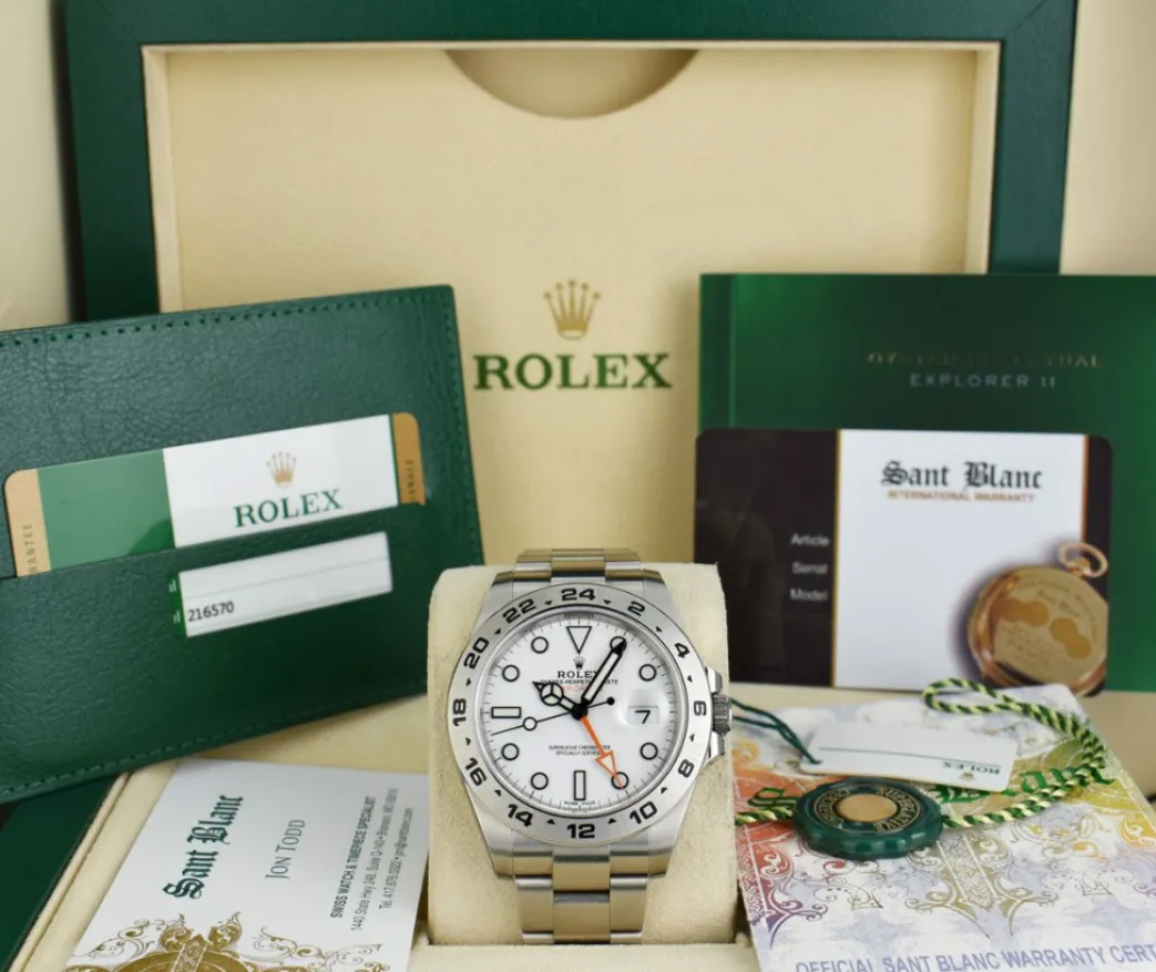 rolex_unworn_mm_stainless_0.webp Field Professional Watches | Sant Blanc ROLEX Unworn 42mm Stainless Steel Explorer II Polar White Dial Model 216570