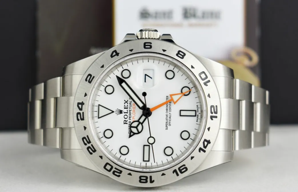 rolex_unworn_mm_stainless_1.webp Field Professional Watches | Sant Blanc ROLEX Unworn 42mm Stainless Steel Explorer II Polar White Dial Model 216570