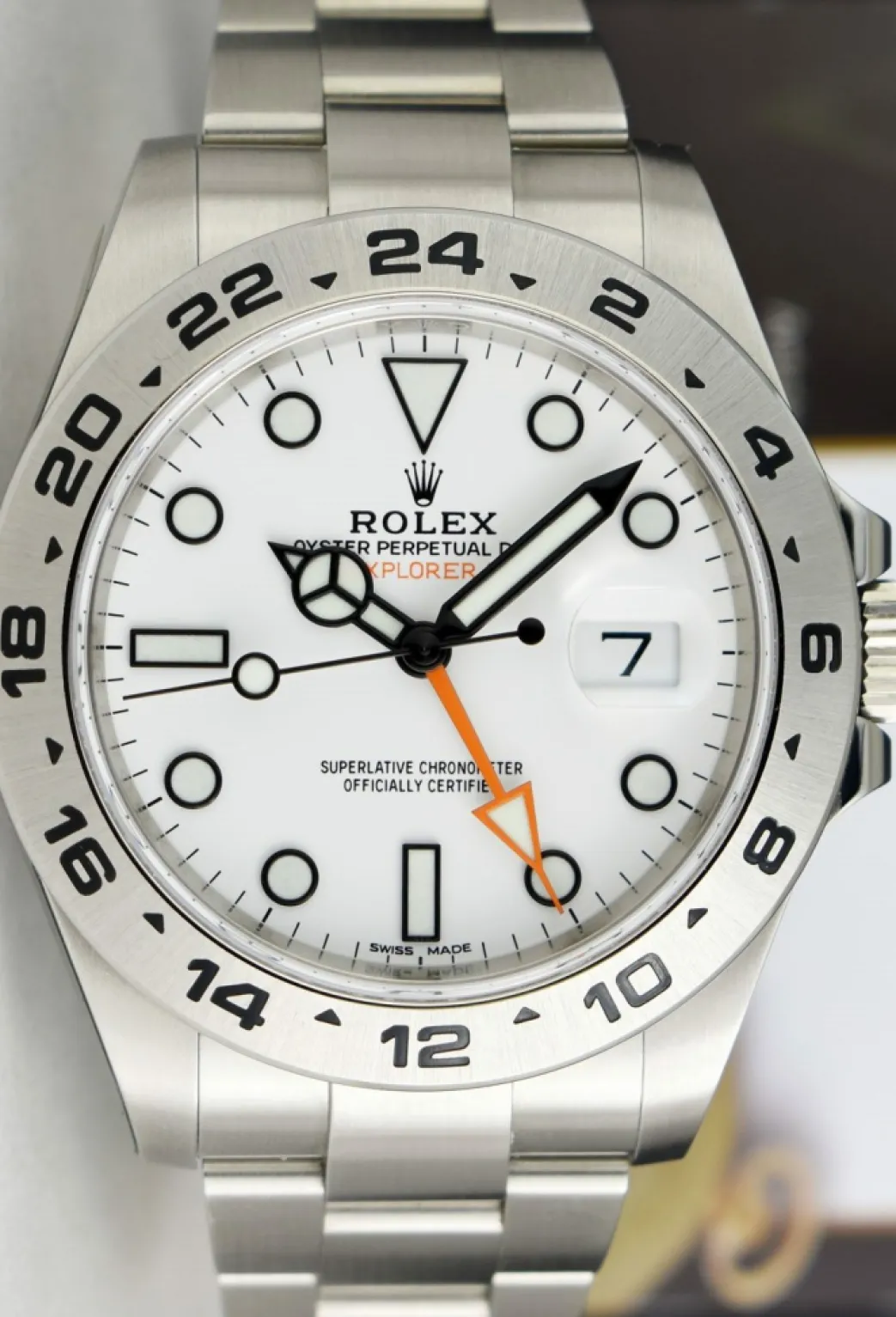 rolex_unworn_mm_stainless_2.webp Field Professional Watches | Sant Blanc ROLEX Unworn 42mm Stainless Steel Explorer II Polar White Dial Model 216570