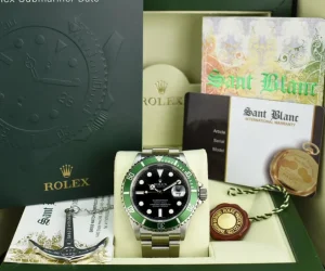 Diving Professional Watches | Men's Watches | Sant Blanc ROLEX Vintage 40mm Stainless Submariner Green Bezel Kermit Model 16610