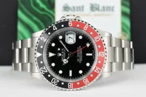 Pilots Professional Watches | Sant Blanc ROLEX Vintage Stainless Steel GMT Master II Black & Red 