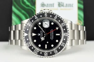 Pilots Professional Watches | Sant Blanc ROLEX Vintage Stainless Steel GMT Master II Black Bezel Black Dial SEL Model 16710