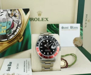 Pilots Professional Watches | Sant Blanc ROLEX Vintage Stainless Steel GMT Master II Black & Red 