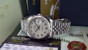 Men's Watches | Dress Watches | Sant Blanc Rolex White Gold & Stainless Steel Datejust Cream Jubilee Arabic Dial Model 116234