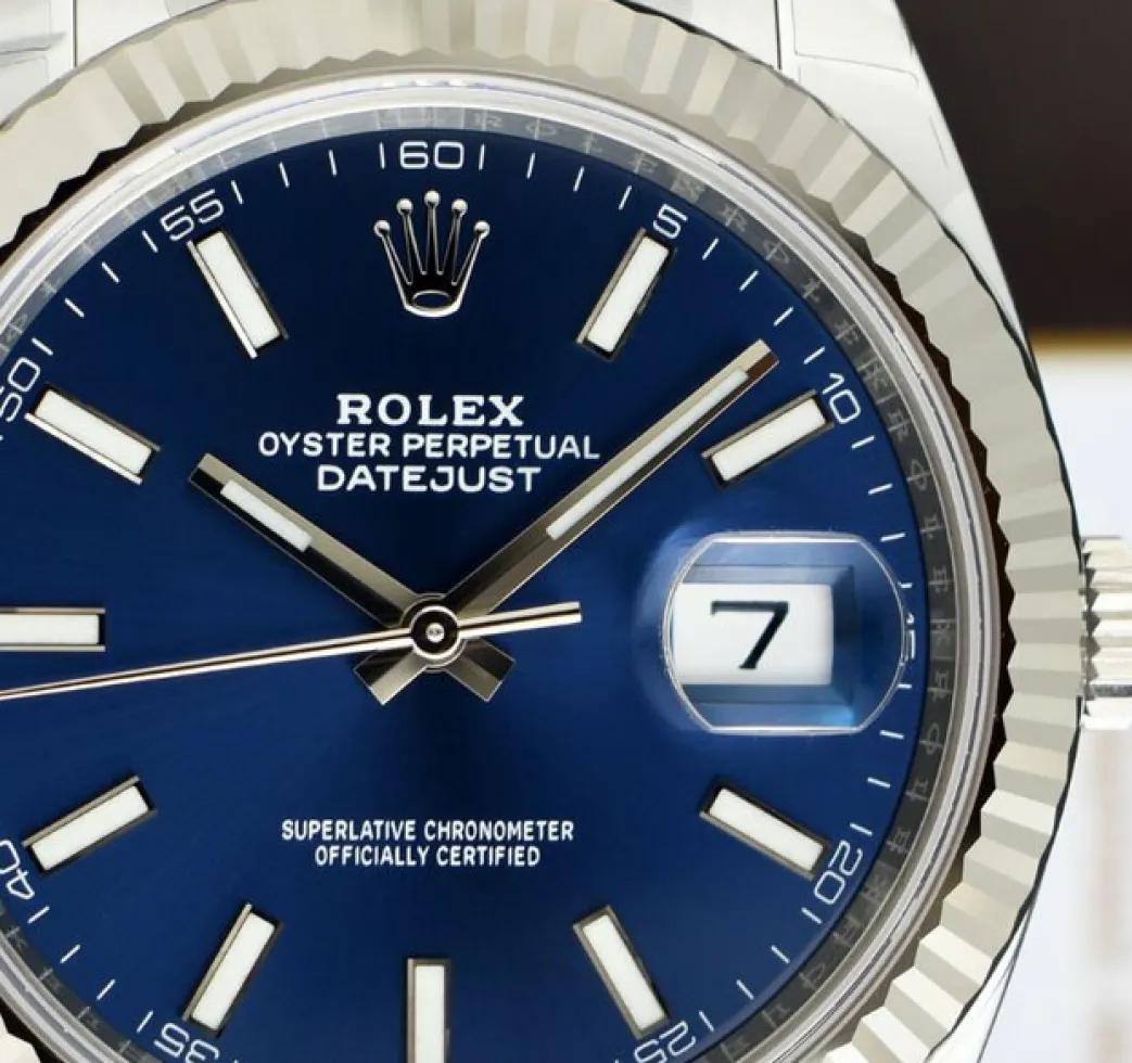 rolex_white_gold__stainle_1.webp Men's Watches | Dress Watches | Sant Blanc ROLEX White Gold & Stainless DateJust 41 Blue Index Box & Card Model 126334