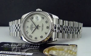 Men's Watches | Dress Watches | Sant Blanc Rolex White Gold & Stainless Steel Datejust Cream Jubilee Arabic Dial Model 116234