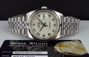 Men's Watches | Dress Watches | Sant Blanc Rolex White Gold & Stainless Steel Datejust Cream Jubilee Arabic Dial Model 116234