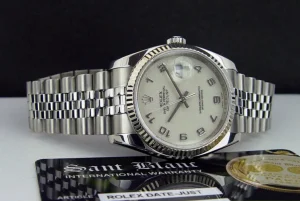 Men's Watches | Dress Watches | Sant Blanc Rolex White Gold & Stainless Steel Datejust Cream Jubilee Arabic Dial Model 116234