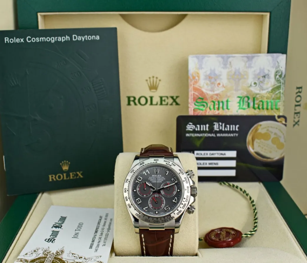 rolex_white_gold_daytona__0-2.webp Men's Watches | Racing Professional Watches | Sant Blanc ROLEX White Gold Daytona Gray Slate Arabic Dial with Brown Crocodile Strap Model 116519