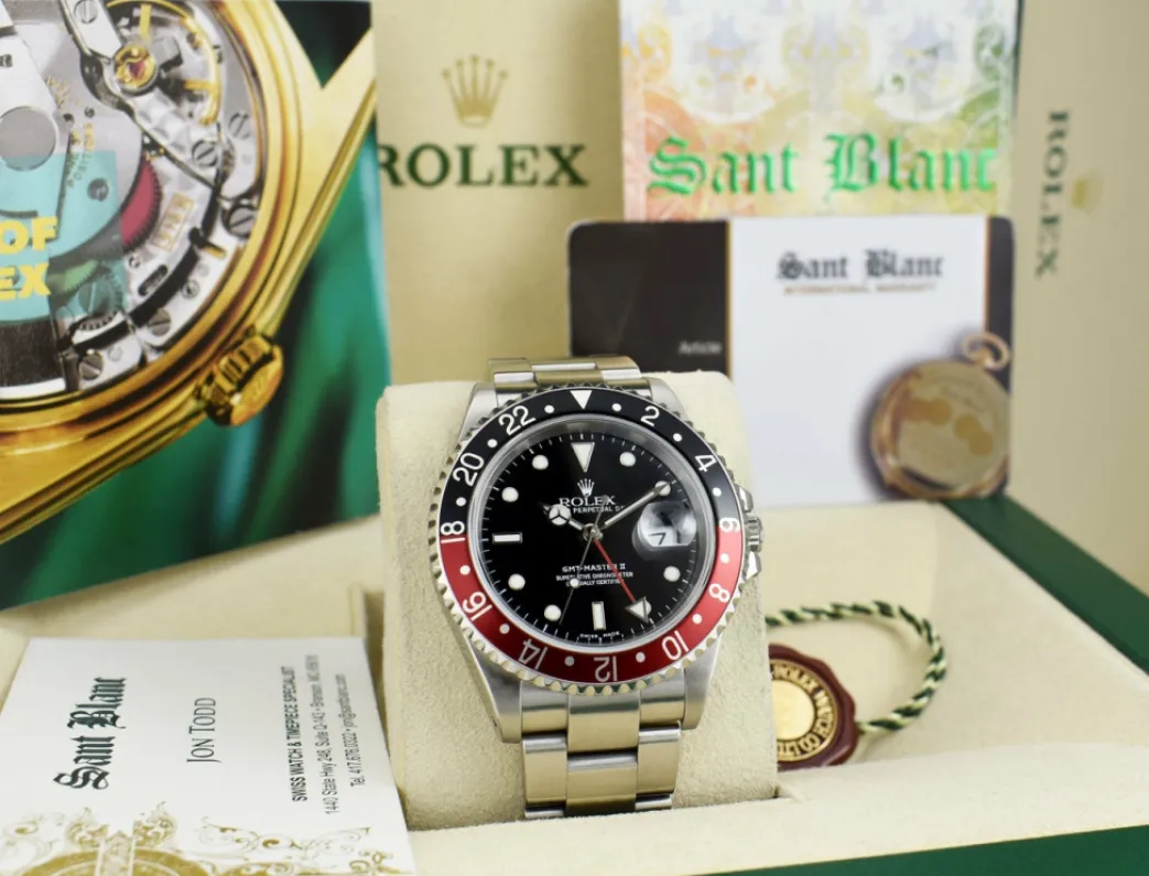 vintage_stainless_steel_g_6.webp Pilots Professional Watches | Sant Blanc Vintage Stainless Steel GMT Master II Coke Bezel SEL Model 16710