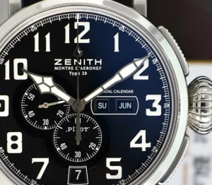 Men's Watches | Sant Blanc ZENITH 48mm Stainless Steel Pilot Montre D'Aeronef Type 20 Annual Calendar Black Dial Model 03.2430.4054/21.C721